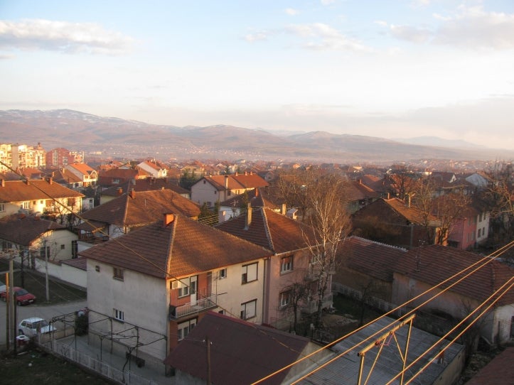Overview of the lower part of Vranje, with some of the villages in the rest of the valley visible in the distance.