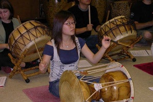 Student playing the changgo